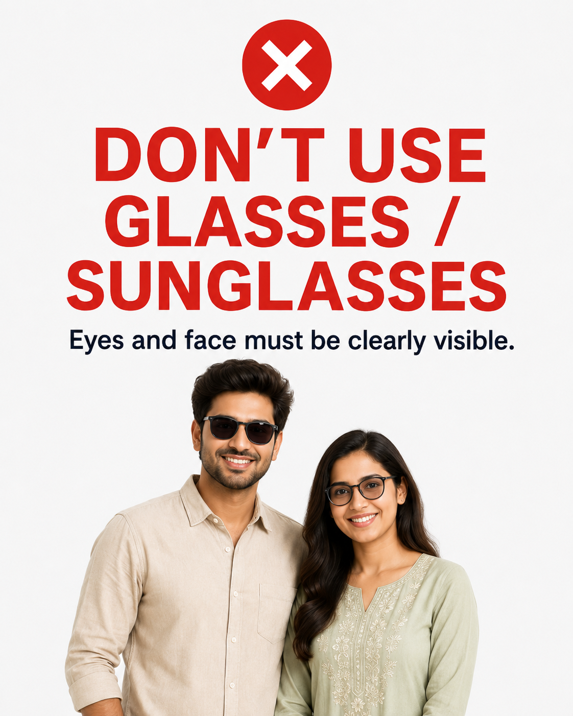 No sunglasses or masks